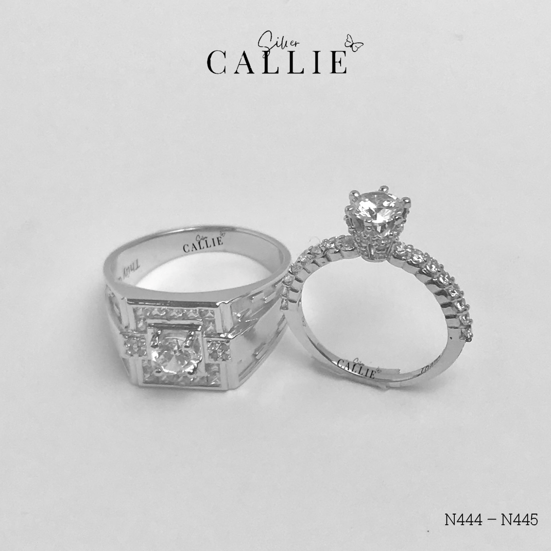 N444 - N445: Nhẫn bạc đôi thiết kế Callie Silver - Hình ảnh 8