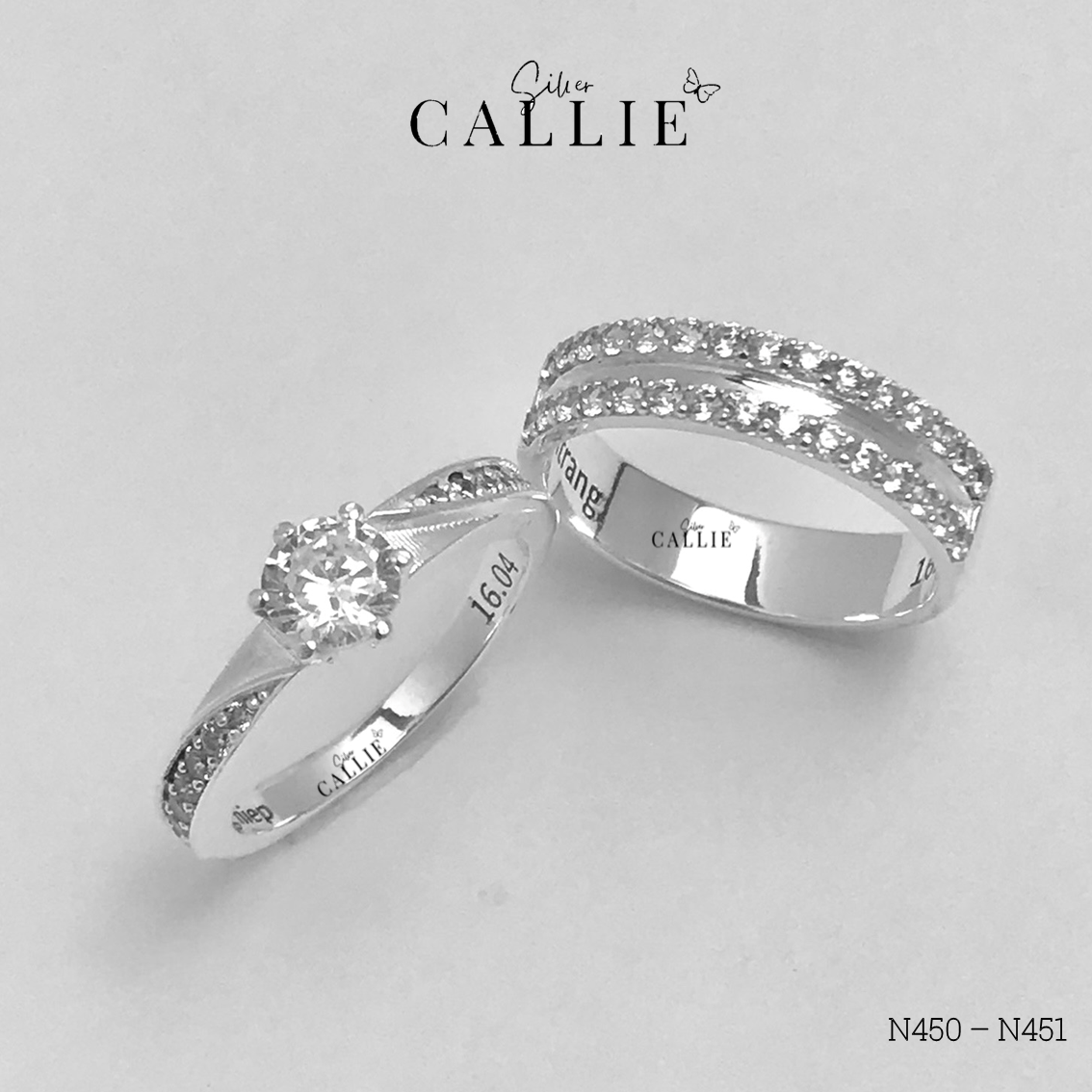 N450 - N451: Nhẫn bạc đôi thiết kế Callie Silver - Hình ảnh 2