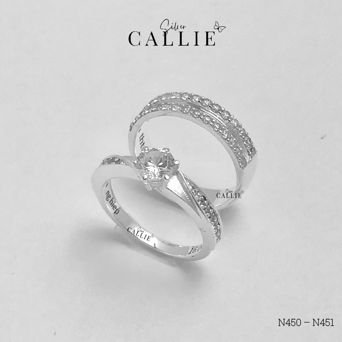 N450 - N451: Nhẫn bạc đôi thiết kế Callie Silver - Hình ảnh 3