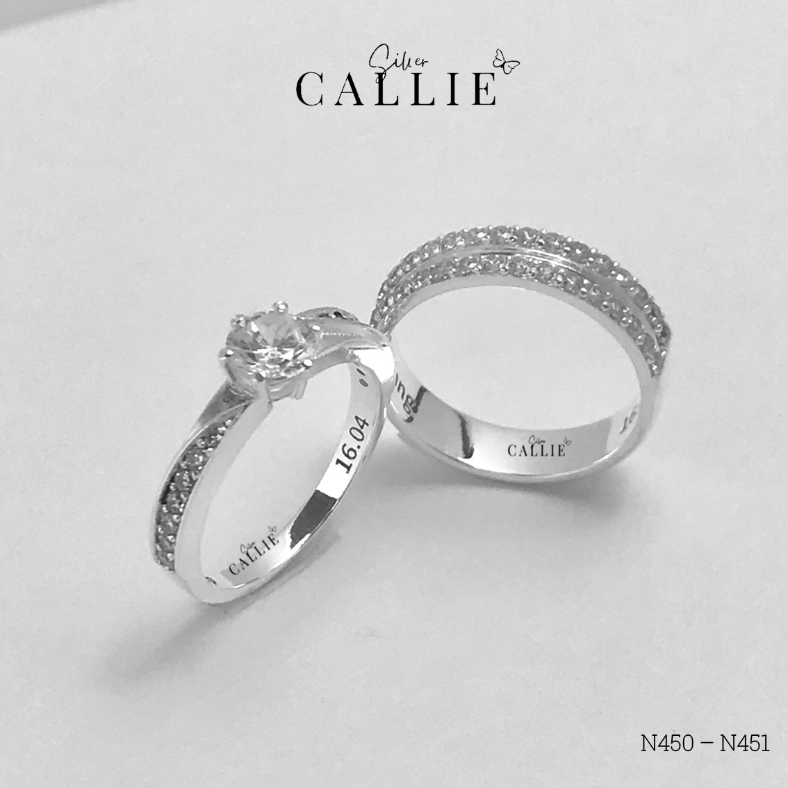 N450 - N451: Nhẫn bạc đôi thiết kế Callie Silver - Hình ảnh 4