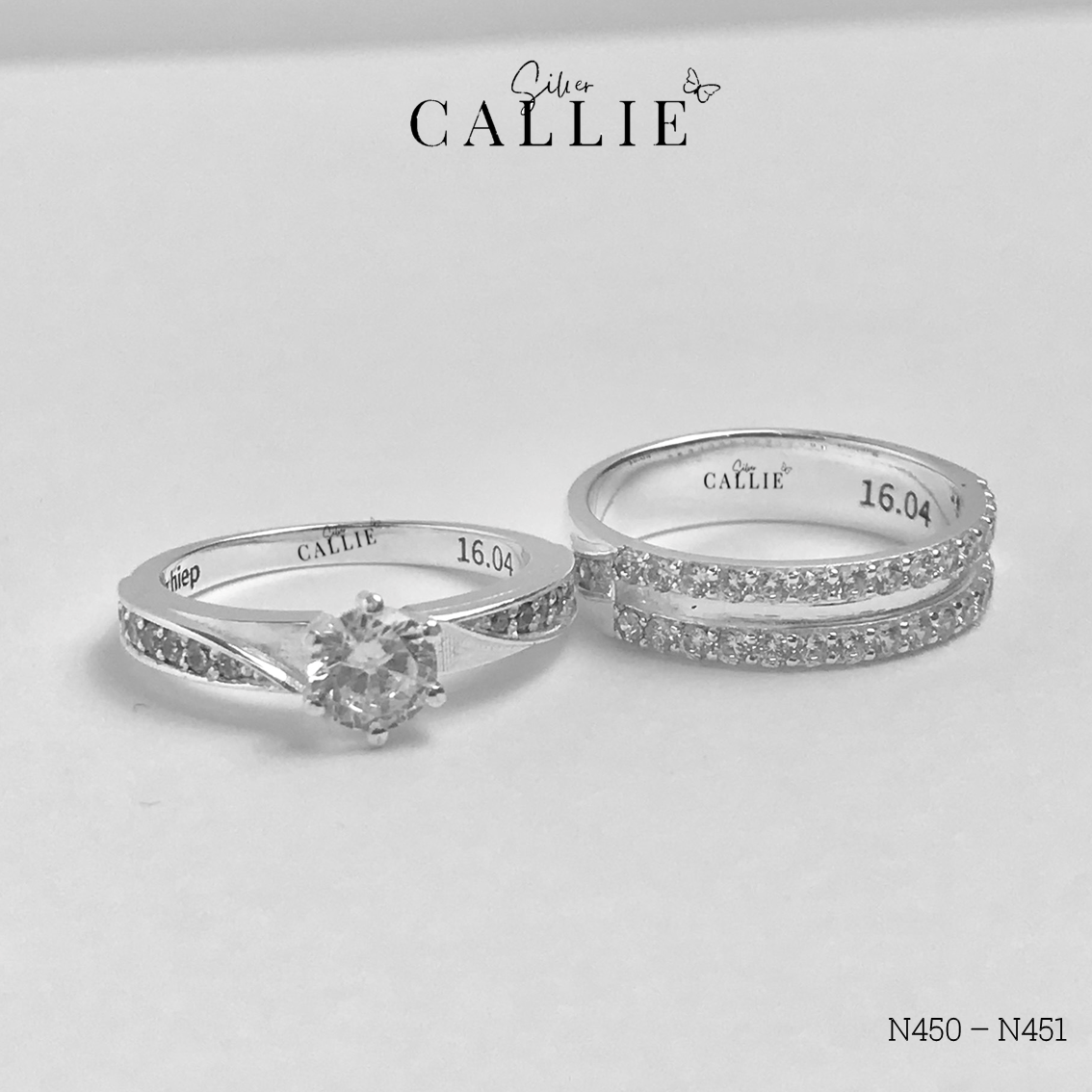 N450 - N451: Nhẫn bạc đôi thiết kế Callie Silver - Hình ảnh 5