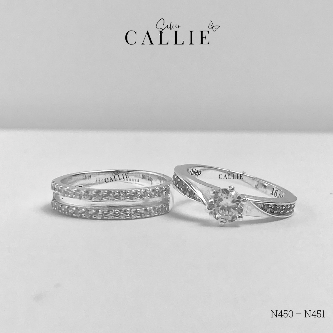 N450 - N451: Nhẫn bạc đôi thiết kế Callie Silver - Hình ảnh 6