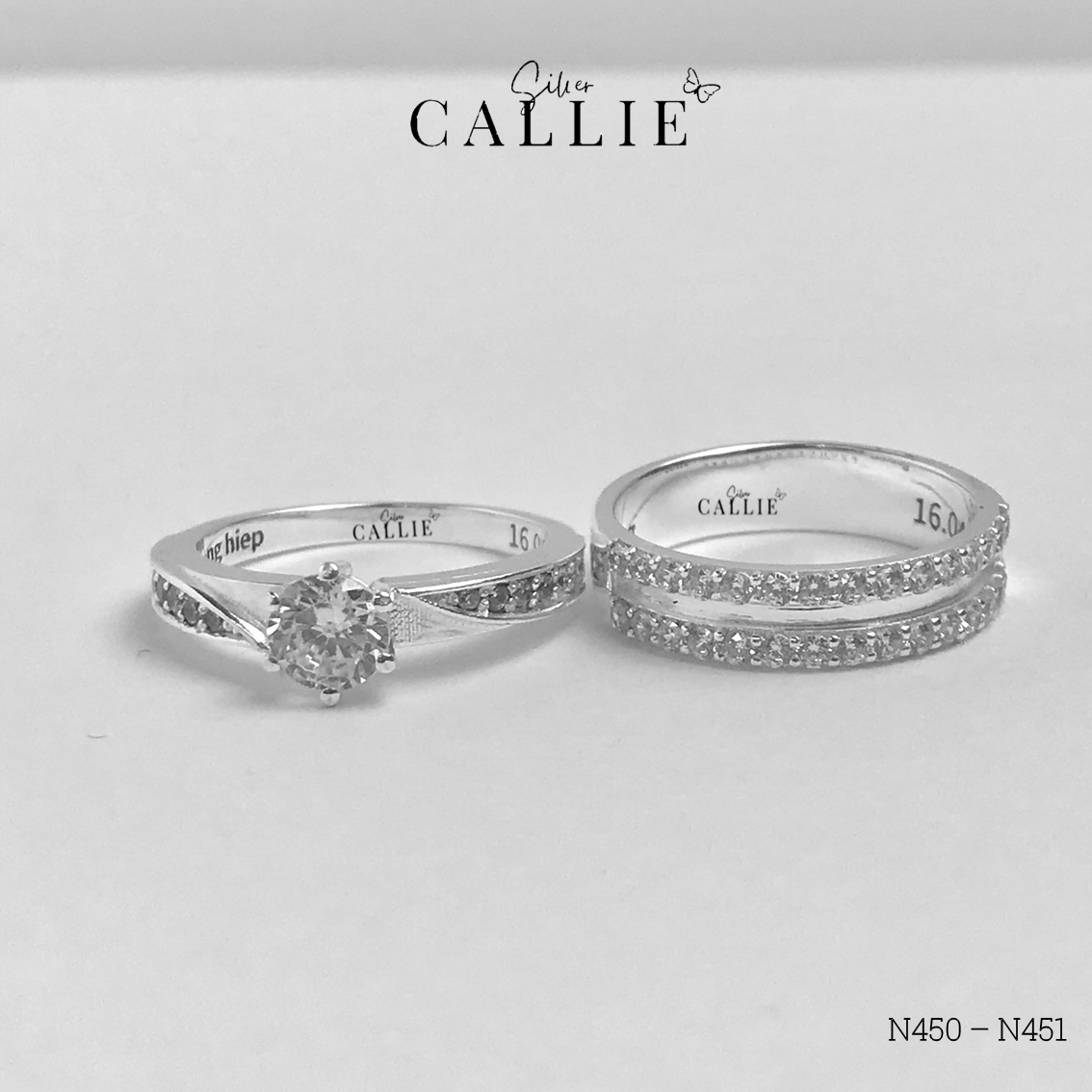 N450 - N451: Nhẫn bạc đôi thiết kế Callie Silver