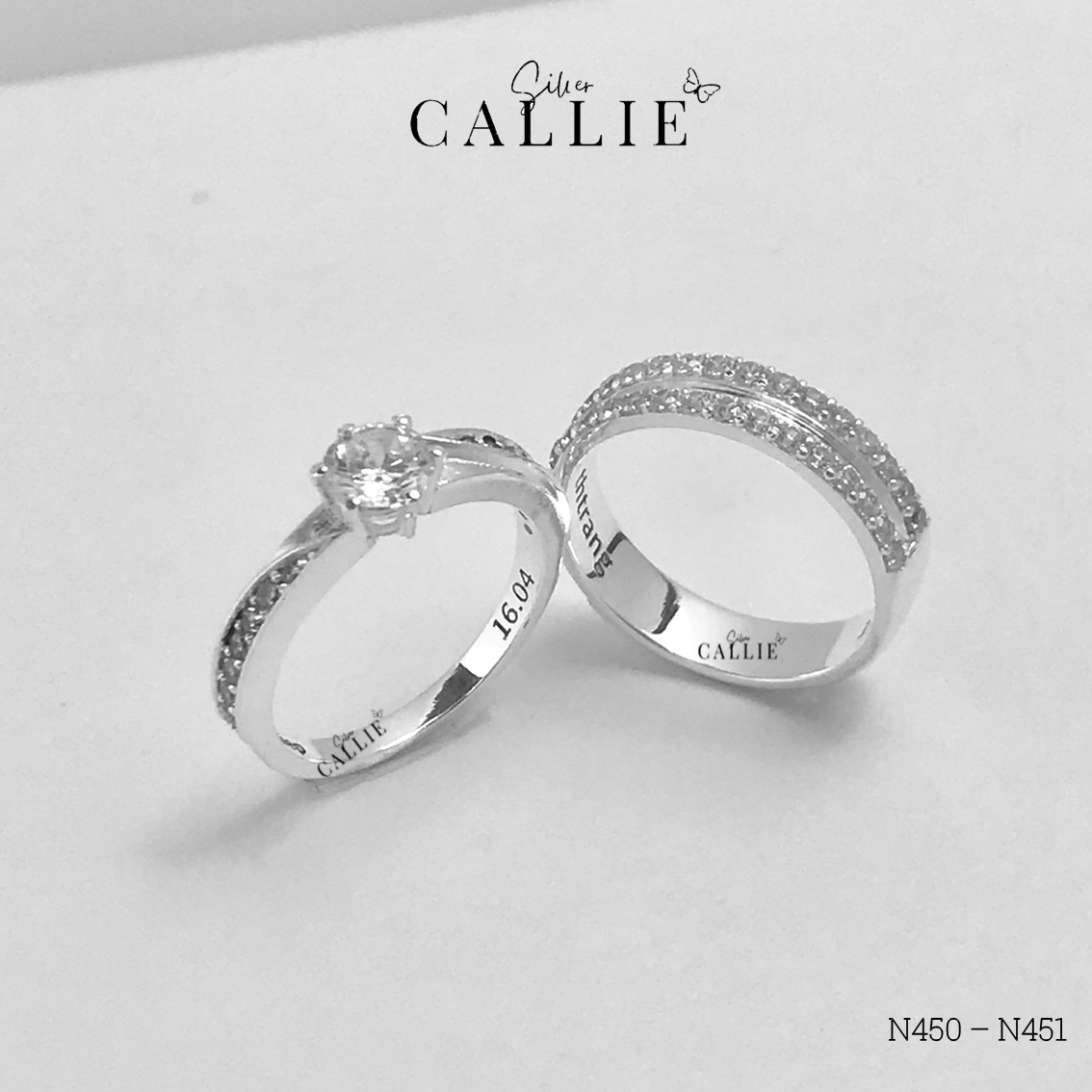 N450 - N451: Nhẫn bạc đôi thiết kế Callie Silver - Hình ảnh 8
