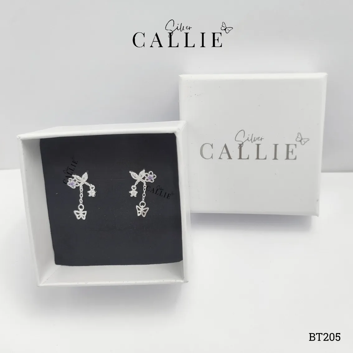 BT205 - BÔNG TAI BẠC CALLIE SILVER BƯƠM BƯỚM TÒN TEN - Hình ảnh 8
