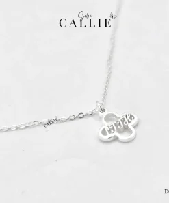 Alternative view of DC252 - Dây chuyền bạc Callie Silver cỏ 4 lá khắc chữ
