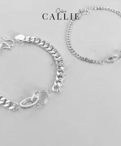 Alternative view of LD37 - LD34: Lắc tay bạc đôi Callie Silver hai vòng tròn lồng nhau
