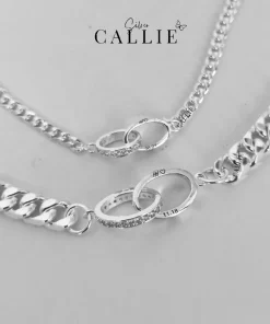 LD37 - LD34: Lắc tay bạc đôi Callie Silver hai vòng tròn lồng nhau