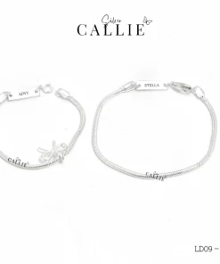 Alternative view of LD09 - M85: Lắc tay đôi thiết kế Callie Silver bảng tên và nơ