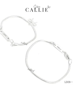 LD09 - M85: Lắc tay đôi thiết kế Callie Silver bảng tên và nơ