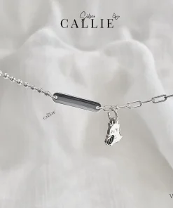 LT117 - Lắc tay bạc Callie Silver bảng tên kèm charm thiết kế