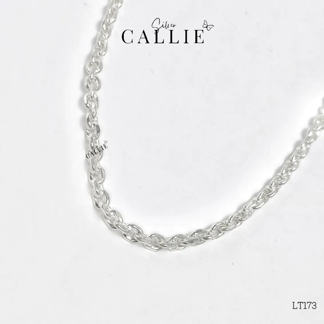 LT173 - Lắc tay bạc Callie Silver dây móc tròn oval 1li2 bảng 4li5 - Image 3