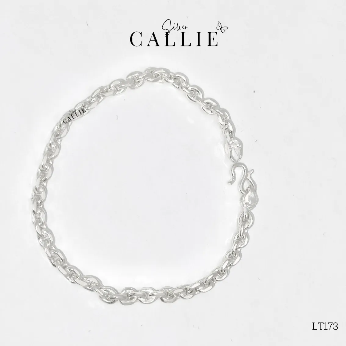 LT173 - Lắc tay bạc Callie Silver dây móc tròn oval 1li2 bảng 4li5 - Image 7