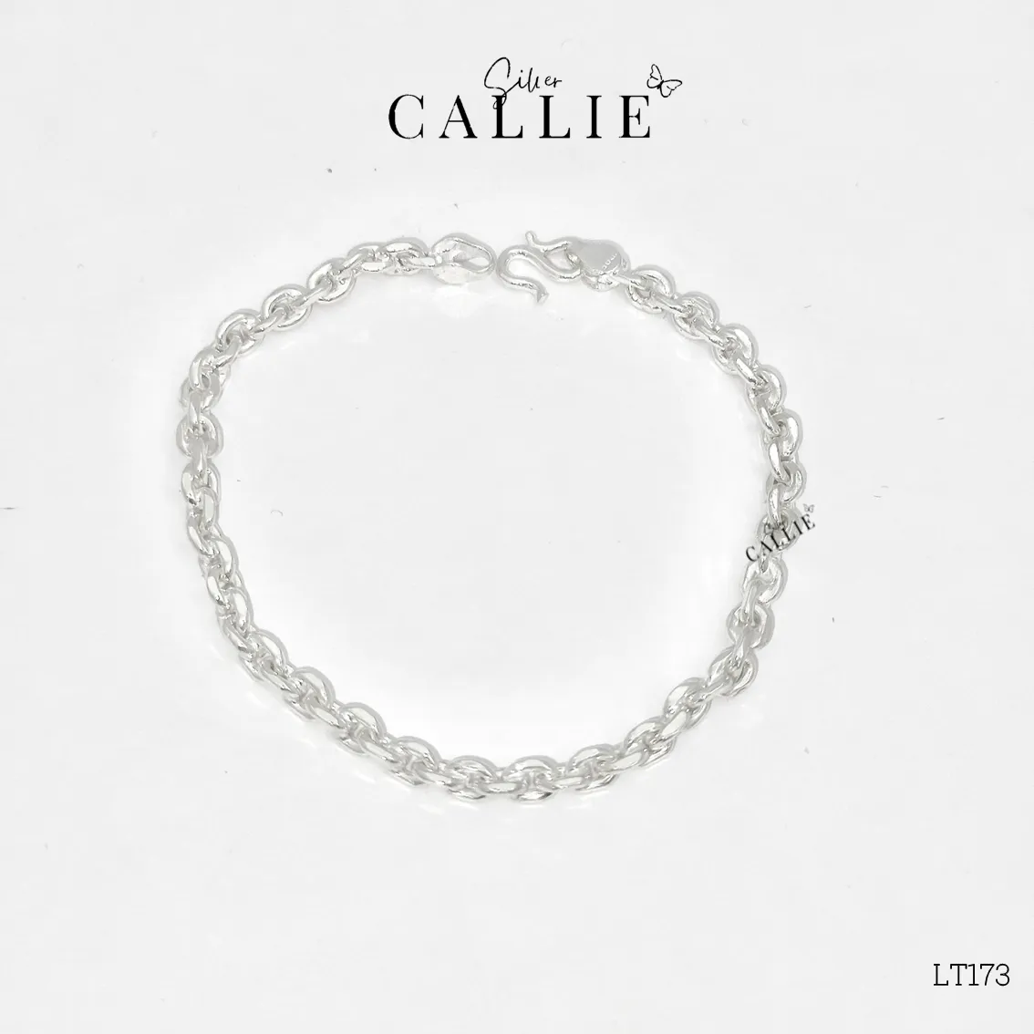 LT173 - Lắc tay bạc Callie Silver dây móc tròn oval 1li2 bảng 4li5