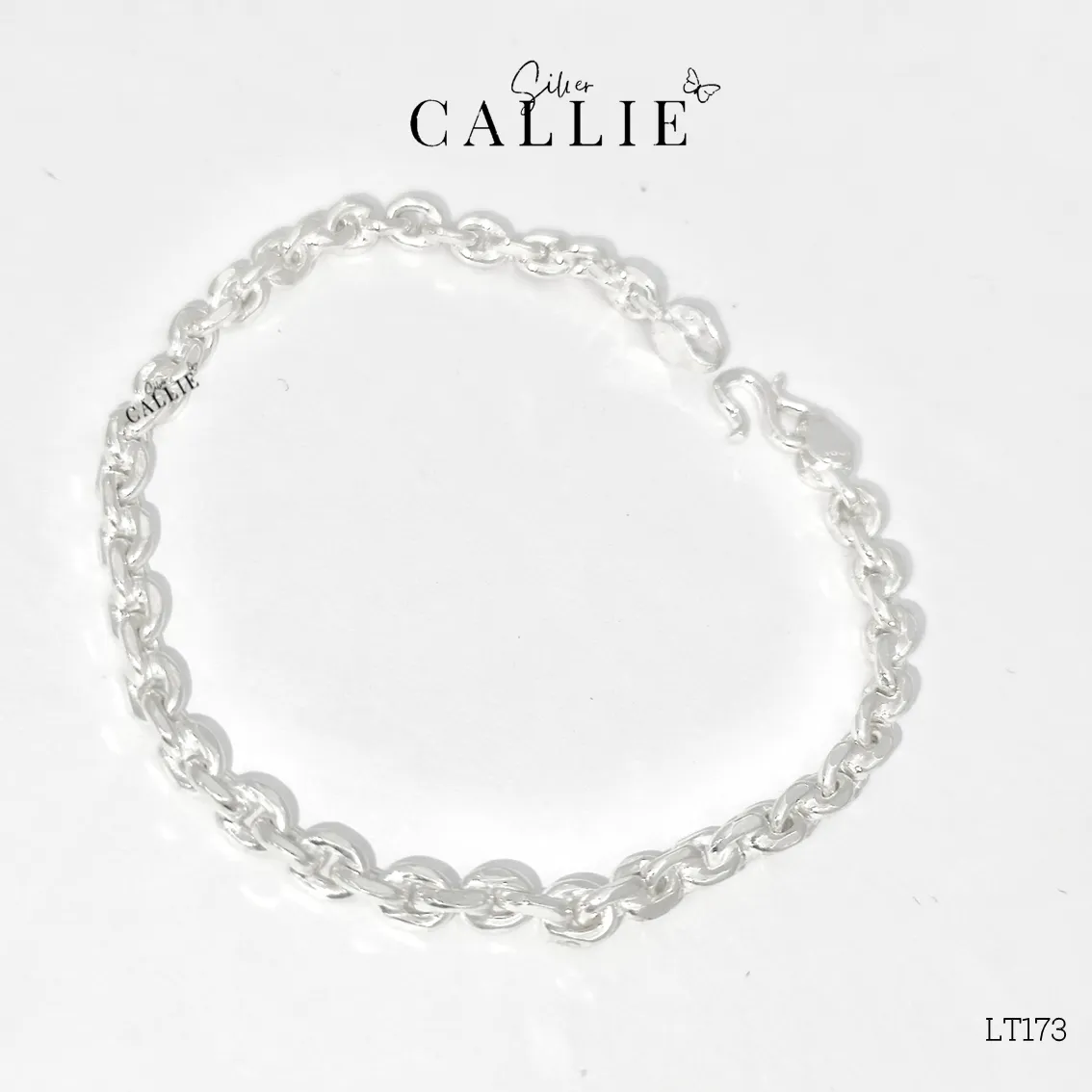 LT173 - Lắc tay bạc Callie Silver dây móc tròn oval 1li2 bảng 4li5 - Image 5