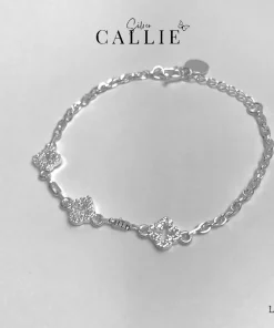 LT174 - Lắc tay bạc Callie Silver cỏ 4 lá viền