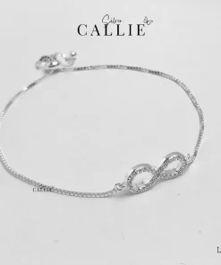 LT176 - Lắc tay bạc Callie Silver mặt vô cực đính đá dây rút