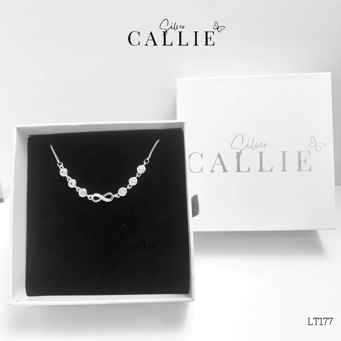 LT177 - Lắc tay bạc Callie Silver mặt vô cực đá tròn 2 bên - Hình ảnh 9