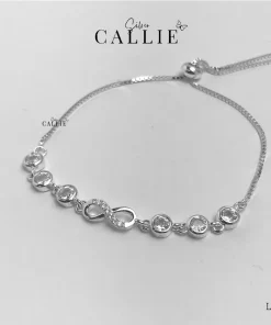 LT177 - Lắc tay bạc Callie Silver mặt vô cực đá tròn 2 bên