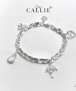 LT182 - Lắc tay bạc Callie Silver lá xoắn vuông