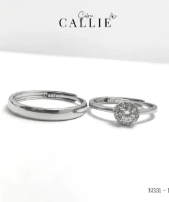 Alternative view of N331 - N337: Nhẫn bạc đôi Callie Silver 1 viên chủ free size
