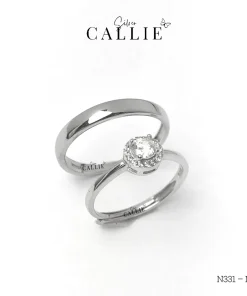 N331 - N337: Nhẫn bạc đôi Callie Silver 1 viên chủ free size