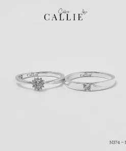 N464 - N374: Nhẫn bạc thiết kế Callie Silver viên chủ trái tim