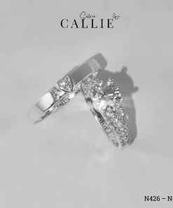 Alternative view of N426 - N427: Nhẫn Bạc Đôi Thiết Kế Callie Silver Trái Tim