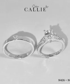 N426 - N427: Nhẫn Bạc Đôi Thiết Kế Callie Silver Trái Tim