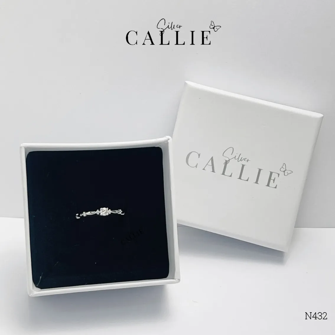 N432 - Nhẫn bạc Callie Silver Công chúa 1 viên chủ - Image 9
