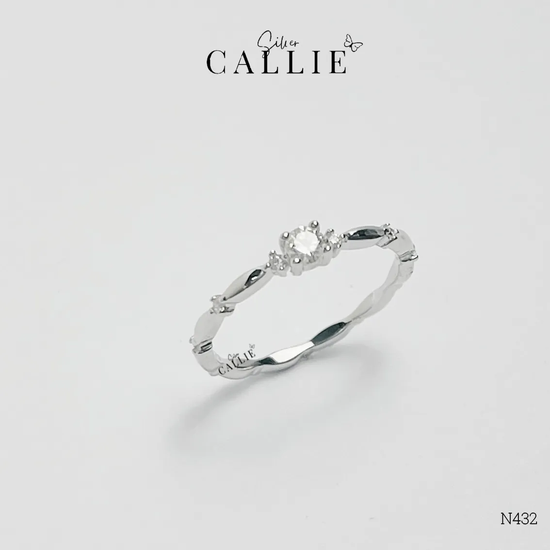 N432 - Nhẫn bạc Callie Silver Công chúa 1 viên chủ - Image 4