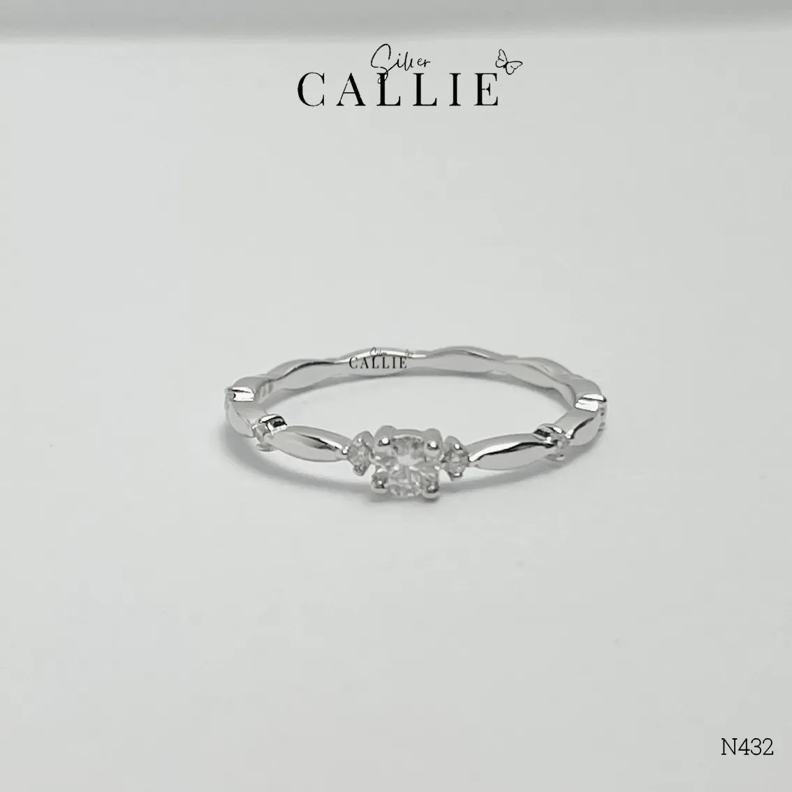 N432 - Nhẫn bạc Callie Silver Công chúa 1 viên chủ - Image 5