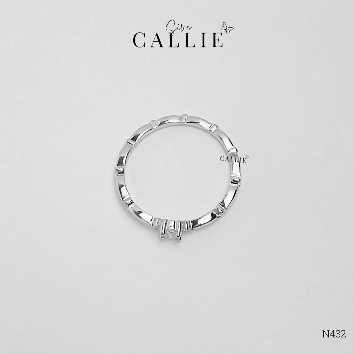 N432 - Nhẫn bạc Callie Silver Công chúa 1 viên chủ - Image 6