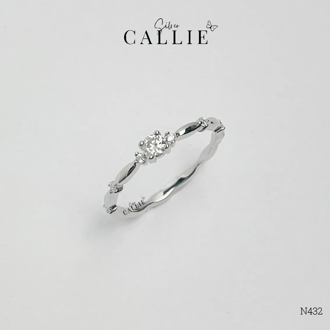 N432 - Nhẫn bạc Callie Silver Công chúa 1 viên chủ - Image 7