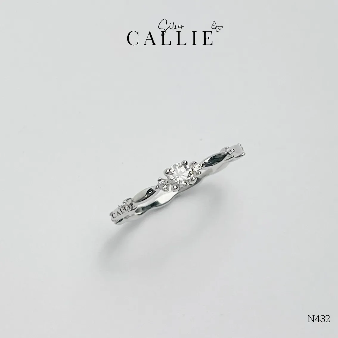 N432 - Nhẫn bạc Callie Silver Công chúa 1 viên chủ - Image 8