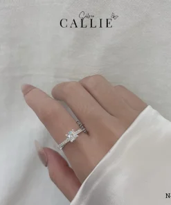 Alternative view of N438 - Nhẫn bạc Callie Silver viên chủ 5li5 đá xoắn 2 bên