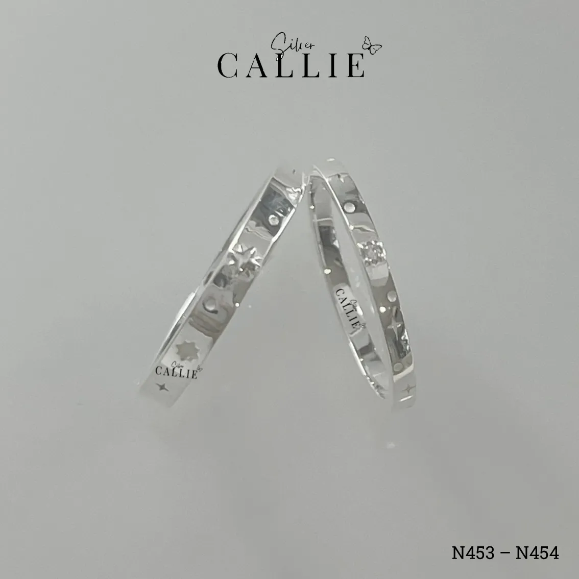 N453 - N454: Nhẫn bạc đôi thiết kế Callie Silver - Hình ảnh 2