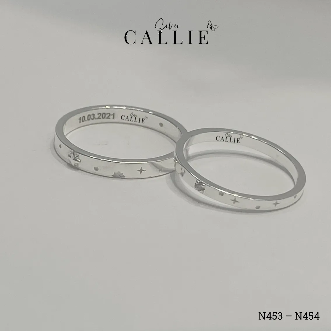 N453 - N454: Nhẫn bạc đôi thiết kế Callie Silver - Hình ảnh 3