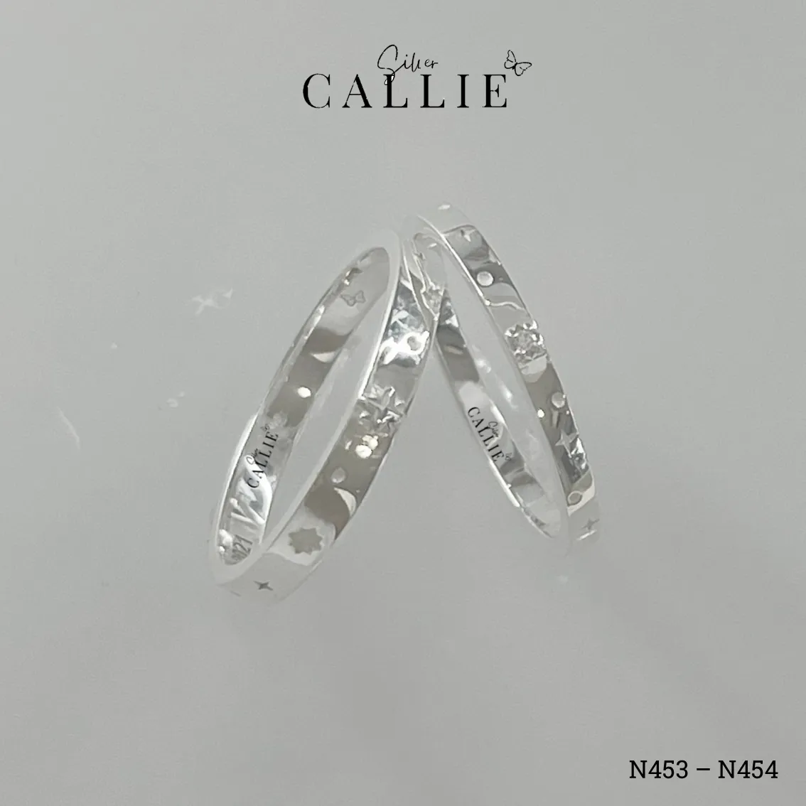 N453 - N454: Nhẫn bạc đôi thiết kế Callie Silver - Hình ảnh 5