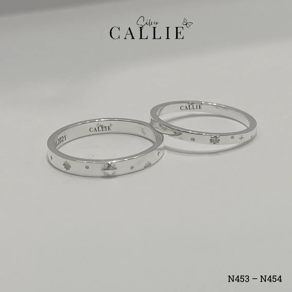 N453 - N454: Nhẫn bạc đôi thiết kế Callie Silver - Hình ảnh 6