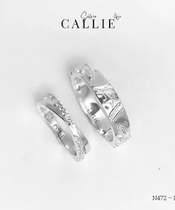 Alternative view of N472 - N473: Nhẫn Bạc Đôi Thiết Kế Callie Silver Quân Đội
