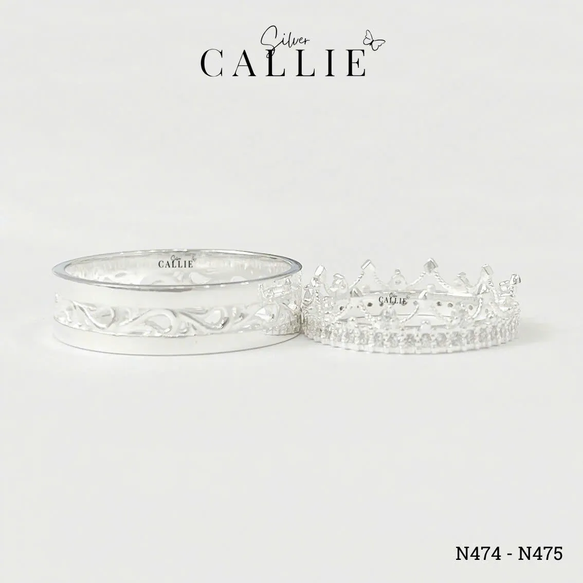 N474 - N475: Nhẫn Bạc Đôi Thiết Kế Callie Silver Vương Miện - Hình ảnh 10