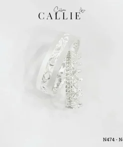 Alternative view of N474 - N475: Nhẫn Bạc Đôi Thiết Kế Callie Silver Vương Miện