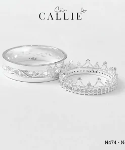 N474 - N475: Nhẫn Bạc Đôi Thiết Kế Callie Silver Vương Miện