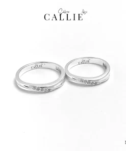 Alternative view of N477 - Nhẫn Bạc Thiết Kế Callie Silver Gợn Sóng Đính Đá