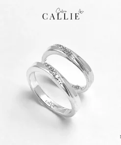 N477 - Nhẫn Bạc Thiết Kế Callie Silver Gợn Sóng Đính Đá