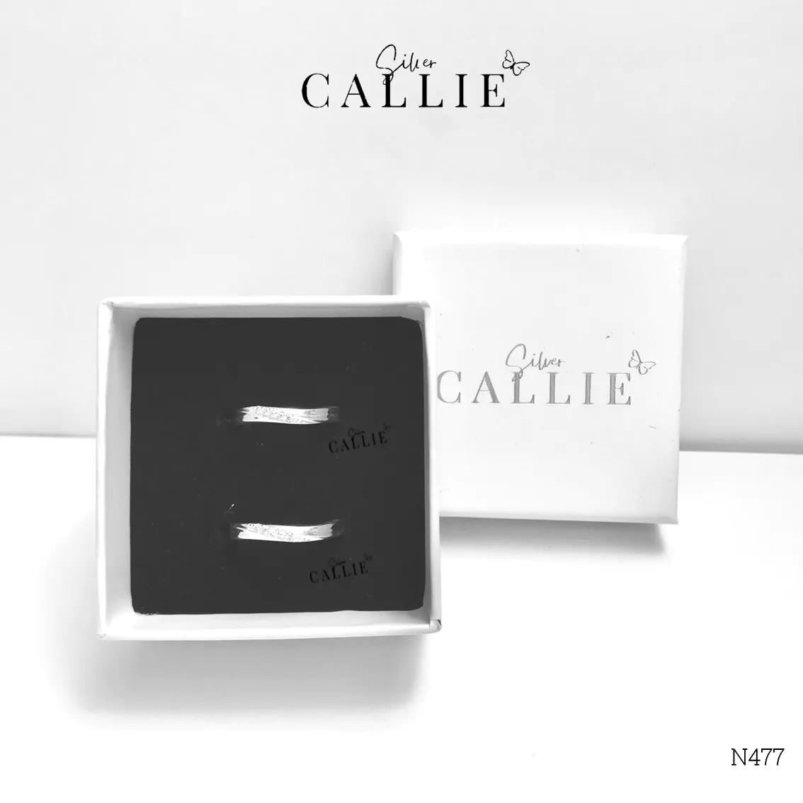 N477 - Nhẫn Bạc Thiết Kế Callie Silver Gợn Sóng Đính Đá - Hình ảnh 9