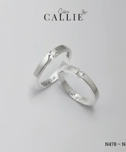 Alternative view of N478 - N479: Nhẫn Bạc Đôi Thiết Kế Callie Silver 1 Viên Chủ