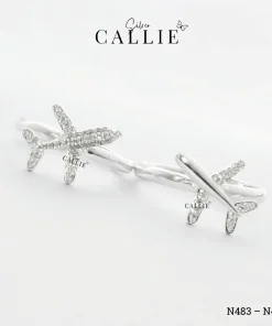 N483 - N484: Nhẫn Bạc Thiết Kế Callie Silver Máy Bay Đính Đá