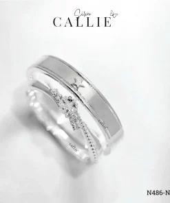 Alternative view of N486 - N487: Nhẫn bạc thiết kế Callie Silver viên chủ ngôi sao